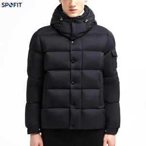 Black Plus Size Down <b>Coat</b> <b>with</b> <b>Hood</b> Stand Collar Button Closure Regular Fit Hip Hop Style <b>Wool</b> Material Waterproof Eco-Friendly - Product Image 2
