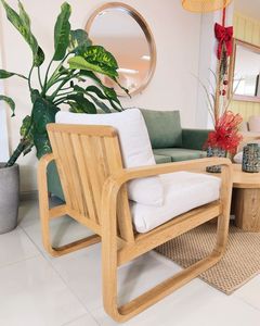 Luxury Teak Wood <b>Sofa</b> Set with Lounge Chairs and Round Coffee <b>Table</b> for Hotel Villa Living Room Furniture - Product Image 5