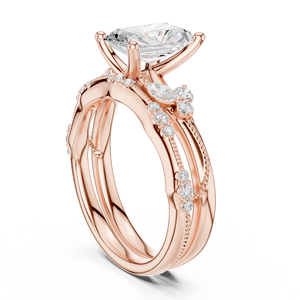 Anillo de Compromiso Clásico con Corte de Diamante Radiante y Diamantes Laterales Cultivados en Laboratorio, Oro Amarillo, Joyería para Mujer - Product Image 6