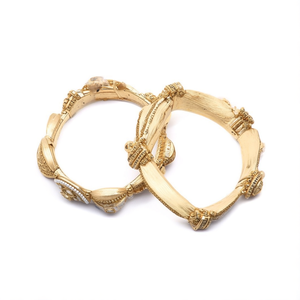 Designer Pota Stone and Pearl Meenakari Openable <b>Bangles</b> <b>Set</b> - Product Image 2