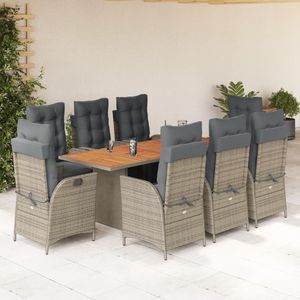 Juego de Comedor de Jardín con Reposapiés Ajustables Grandes en Ratán Sintético Gris - Product Image 1