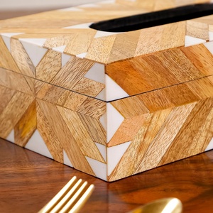 Modern Handmade Wooden Bone Inlay <b>Tissue</b> Box Holder & Cover Luxury Home Decor Hotel Bathroom Accessories LIVING and CRAFT - Product Image 3
