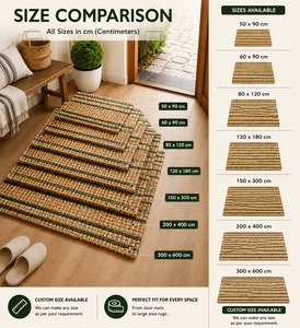 Tapis en jute TerraSage Stria naturel tissé, tapis de sol rustique à rayures vertes texturées, tapis en jute fait main respectueux de l'environnement, décoration intérieure - Product Image 5