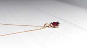 Pendentif vintage en argent 925 plaqué or rose avec grenat rouge véritable, bijou en pierre précieuse naturelle certifiée par un tiers, vente en gros pour fiançailles - Product Image 2
