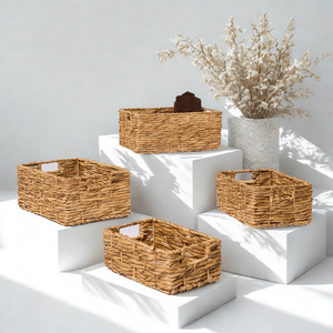 Natural Water Hyacinth Vintage Rectangle Eco Woven Storage Organizer for Living Space Best Seller Vietnam Origin Viet Anh Brand - Product Image 1