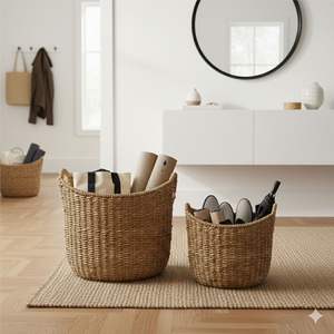 Juego de 2 cestas artesanales de corteza de plátano VALLEY - Product Image 4