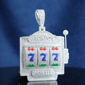 Custom 925 Silver Gold Plated Men's Hip Hop Pendant Necklace with Moissanite 777 Jackpot Design - Product Image 2