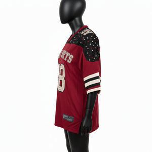 Camiseta de Fútbol Femenina de Calidad, Transpirable, de Malla de Poliéster GSM, Diseño de Paneles Marrón y Negro, Logotipo Personalizado, Camiseta de Fútbol Femenina de Algodón - Product Image 3