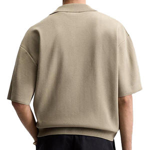 Nouvelle collection Printemps-Été : T-shirt en maille jacquard décontracté à manches courtes pour homme, personnalisable avec logo, prix bas - Product Image 3