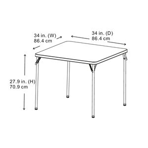 34 Inch Folding <b>Dining</b> <b>Table</b> <b>White</b> Straight Top Card <b>Table</b> - Product Image 3