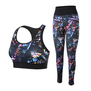 Women's Custom Sublimation Activewear <b>Set</b> Sports Bra and High Waist Leggings Yoga <b>Set</b> - Product Image 1