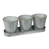 Set 3 Pot Tanaman Kuningan Logam dengan Pot Herbal Bulat, Pot Tanaman Herbal Emas dengan Nampan untuk Pot Bunga Dalam dan Luar Ruangan