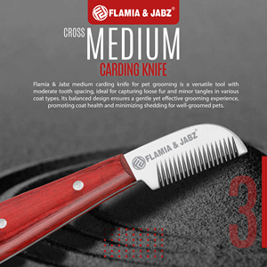 FLAMIA & JABZ หวีกรูมมิ่งสุนัขสแตนเลส ด้ามไม้สีแดง มีดตัดขนสัตว์เลี้ยงสำหรับเทอร์เรียร์ - Product Image 5