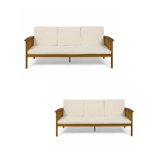 Sofá de jardín de teca para exteriores de madera, sofá cama de tres asientos, muebles de salón, cama de día de teca, madera maciza moderna - Product Image 2