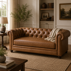 Vietnam Factory Leather Upholstered 2 Seater <b>Sofa</b> Eco-Friendly Compact Couch for Modern Living Room Interiors Leather Loveseat - Product Image 2
