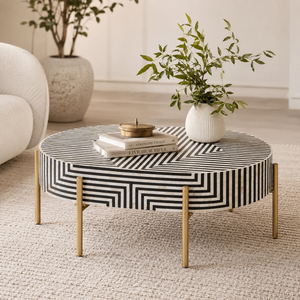 Mesa de Centro y Consola Modernas con Incrustaciones de Hueso, Muebles Pequeños para Sala de Estar a Precio de Mayoreo - Product Image 6
