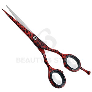 Professional Red Leopard Print Hair Cutting <b>Shears</b> Sharp Convex Edge Barber Scissors with Unique Animal Pattern - Product Image 2