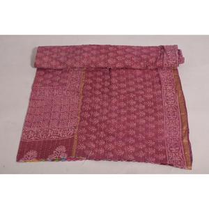 Floral Kantha <b>Quilt</b> Boho Cotton <b>Throw</b> Handmade Vintage Indian Reversible Blanket Bedspread Bedroom Decor - Product Image 4