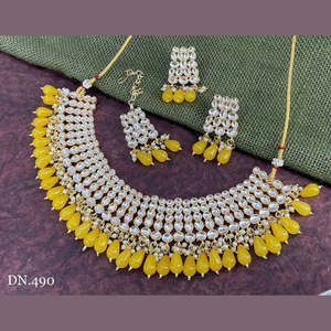 Gold Plated <b>Kundan</b> Choker Necklace Set 10581051YE Exquisite Fine <b>Jewelry</b> Set - Product Image 1