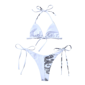 Fabricantes al por Mayor de Trajes de Baño Modernos para Mujer, Bikinis y Ropa de Playa, Conjunto de Bikini de Color Sólido con Tiras, Conjuntos de Bikini para Playa - Product Image 1