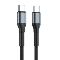 Kabel pengisi daya cepat, 1m 2m 3m nilon kepang Usb C ke Tipe C Pd 60w 20v 3a