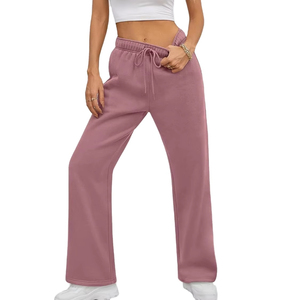 <b>Wholesale</b> Loose Wide Leg Pants Women French Terry Cotton Stacked Sweat Pants Men <b>Flares</b> Baggy Double Waisted <b>Sweatpants</b> - Product Image 2