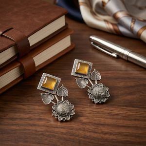 Pendientes de Girasol con Piedras Amarillas DIVYORO - Product Image 2