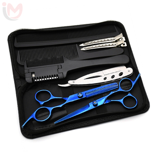 Professional Hair Styling Tools <b>Set</b> with Blue Scissors Comb Clipper Stainless Steel <b>Barber</b> Kit for Salon Home Use - Product Image 5