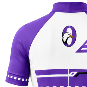 Maillot de cyclisme violet et blanc à manches courtes avec fermeture éclair sur le devant, respirant, pour course cycliste, vêtements de cyclisme professionnels, personnalisable pour équipes sportives - Product Image 4