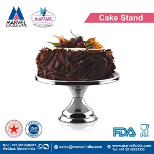 Support à dessert classique en acier inoxydable chromé rond sur pied surélevé pour restaurant et hôtel, présentoir à gâteaux - Product Image 2