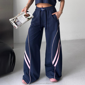 Custom Side Stripe Sweatpants Baggy Jogger Oversized Wide Leg Pants Casual Streetwear Sports Breathable <strong>Trousers</strong> for Women - Product Image 2
