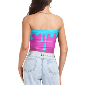 Top tube rose et bleu à sublimation, style tendance, sans bretelles, court, pour femme, prix abordable avec personnalisation OEM - Product Image 2