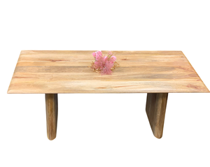 Mesa de Centro Moderna de Madera de Mango Sólida con Patas Plegables, Acabado Natural, para Sala de Estar, Oficina en Casa o Uso Comercial - Product Image 4