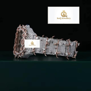 Luxury 925 Sterling <b>Silver</b> Moissanite Diamond Iced Out Hip Hop <b>Watch</b> for <b>Men</b> Brilliant Cut Stones Fashion Party Wristwatch - Product Image 4