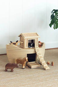 Juguete Infantil de Mimbre Hecho a Mano, Estilo Vintage, Modelo Arca de Noé, Barco de Madera Educativo para Bebés - Product Image 4
