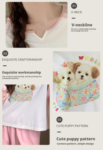 Conjunto de Pijama Antibacteriano para Mujer, 10A, 95% Algodón de Fibra Larga, Mezcla de Elastano, Cuello en V, Traje de Estar por Casa para Primavera y Otoño, Cómodo - Product Image 3