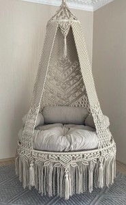 Relax Cotton <b>Macrame</b> Hanging Swing For Patio | Swing For Adults and Children To Read Book Comfortably | <b>Macrame</b> Chair For Indoor - Product Image 2