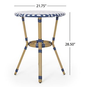 Set Bistrot Francese 3 Pezzi Blu Navy e Bianco, Mobili da Esterno in Alluminio con Finitura Bambù, Durevoli ed Eleganti - Product Image 5