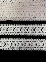 Ruban tissé en dentelle de coton blanc, motif floral vintage, œillets, pour couture, poids moyen, écologique, pour vêtements - Vente en gros usine