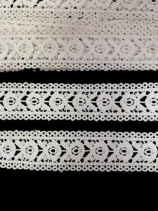Ribete de encaje de algodón blanco al por mayor de fábrica, cinta de ganchillo floral vintage con ojales para costura, prendas de vestir y textiles para el hogar - Product Image 5