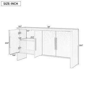 4-Door Retro <b>Sideboard</b> with Adjustable Shelves and Long Handles Large Storage for Kitchen Dining and Living Room - Product Image 4