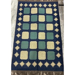 Assured Quality Geometric Area Rug Rectangle Blue Green Beige Bohemian Style Flat Pile Living Room Decor - Product Image 4