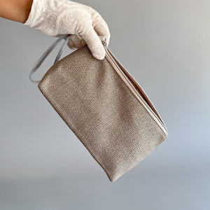 Bolsa de Maquillaje de Yute Natural con Cierre, Organizador de Cosméticos Ecológico y Elegante - Product Image 4