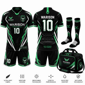 High Quality Unisex Football Uniform Set Soccer Jersey Short Socks And Bag Pack Football Training Kit - Product Image 4