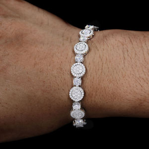 Pulsera de Lujo de Plata 925 con Diamantes, Corte Brillante Redondo, Engaste Pavé, Cadena de Eslabones, Joyería de Boda Unisex, Bañada en Rodio - Product Image 2
