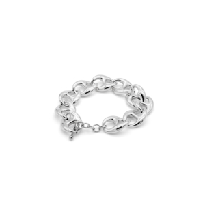 Pulsera de Cadena con Eslabones Ovalados y Barra Central Contorneada - Product Image 1