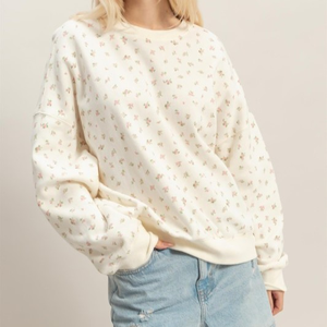 Sudadera de Manga Larga Extra Grande para Mujer con Logotipo Personalizado, Sudadera con Cuello Redondo y Estampado Floral, Fabricante de Sudaderas - Product Image 3