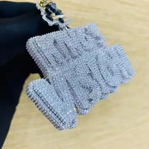 Iced Out Custom Name Letter Pendant 925 <b>Silver</b> Moissanite Letter <b>Charms</b> Luxury Hip Hop Style Pendant Pass Diamond Tester Pendant - Product Image 2