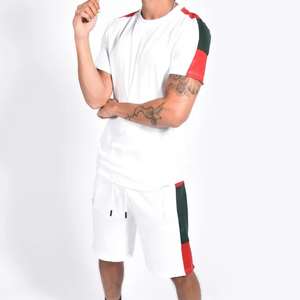 2026 New Daily Breathable Sports Fitness Round Neck Cotton Breathable Short Sleeve <b>Comfortable</b> Soft Men T-Shirt and Short Set - Product Image 2