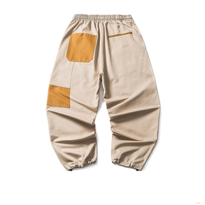 Pantalones Harem para Hombre con Cintura Elástica, Diseño Color Block, Lona con Costuras, Casuales, con Cordón Ajustable, Ecológicos, 100% Algodón, Resistentes y Transpirables - Product Image 3